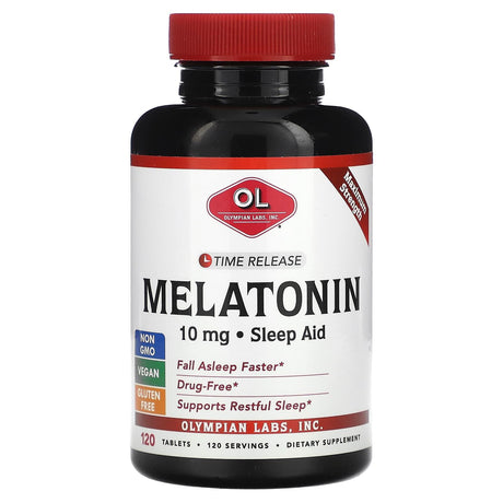 Olympian Labs, Melatonin, Time Release, 10 mg, 120 Tablets - Supply Center USA