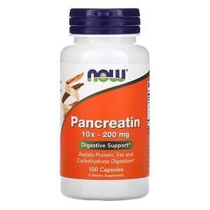 Now Foods, Pancreatin, 10X - 200 mg, 100 Capsules - Supply Center USA