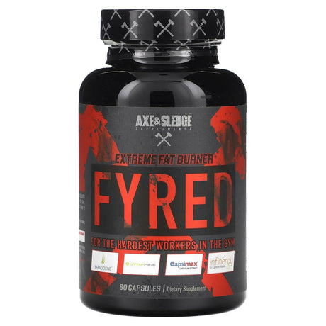 Axe & Sledge Supplements, Fyred, Extreme Fat Burner, 60 Capsules - Supply Center USA