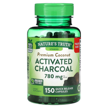 Nature's Truth, Vitamins, Premium Coconut Activated Charcoal, 260 mg, 150 Quick Release Capsules - Supply Center USA