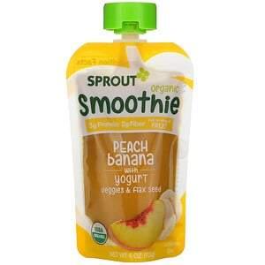 Sprout Organic, Smoothie, Peach Banana with Yogurt, Veggies & Flax Seed, 4 oz (113 g) - HealthCentralUSA