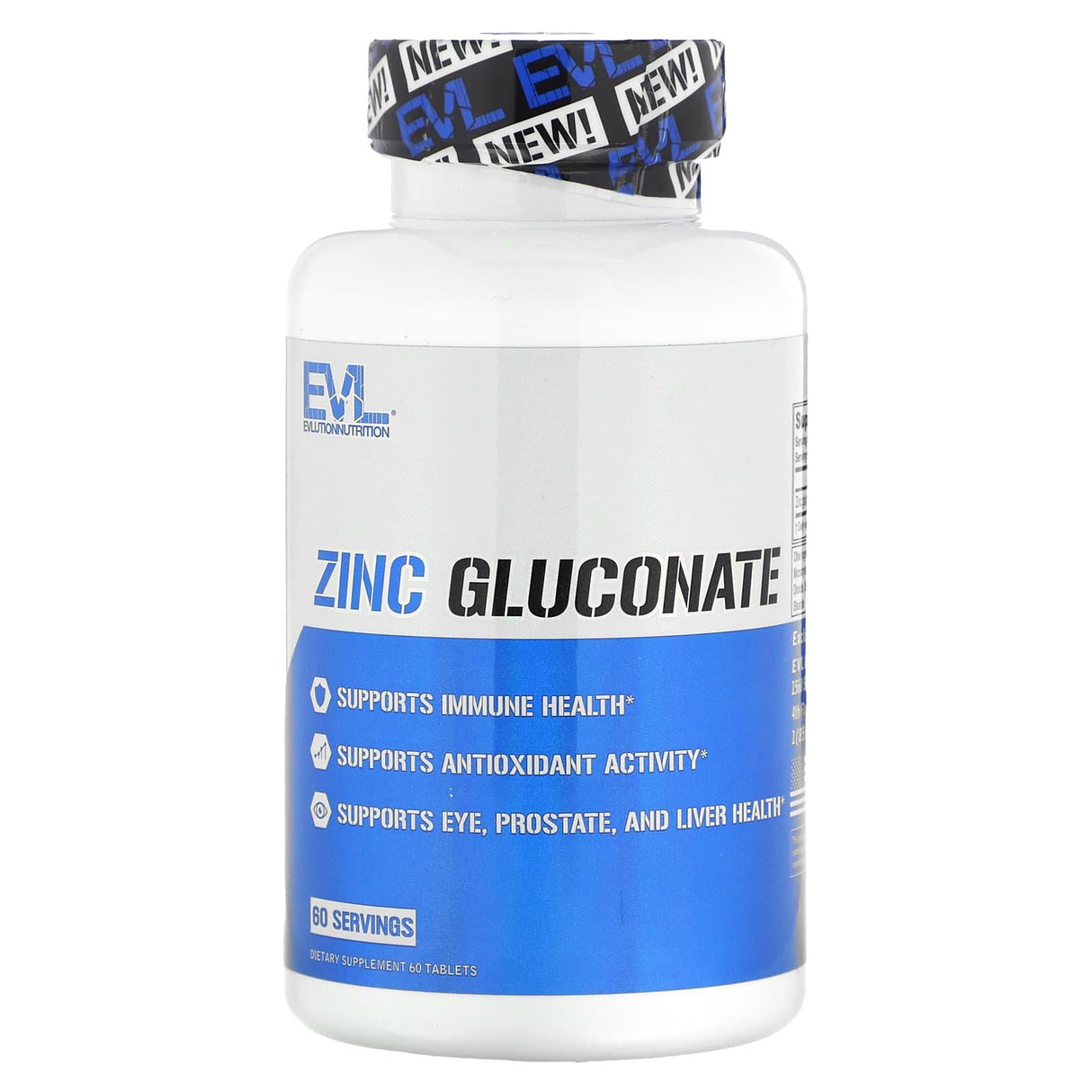 EVLution Nutrition, Zinc Gluconate, 60 Tablets - Supply Center USA