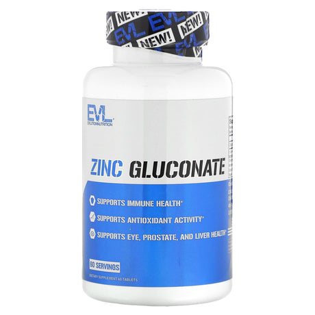 EVLution Nutrition, Zinc Gluconate, 60 Tablets - Supply Center USA