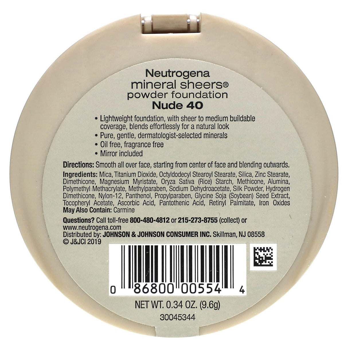 Neutrogena, Mineral Sheers, Powder Foundation, Nude 40, 0.34 oz (9.6 g) - Supply Center USA