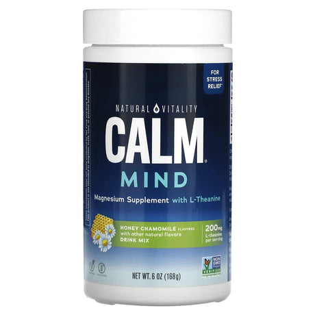 Natural Vitality, CALM Mind, Magnesium Supplement with L-Theanine Drink Mix, Unflavored, 6 oz (168 g) - Supply Center USA