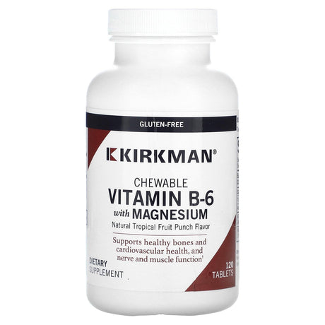 Kirkman Labs, Chewable Vitamin B-6 with Magnesium, Natural Tropical Fruit Punch, 120 Tablets - Supply Center USA