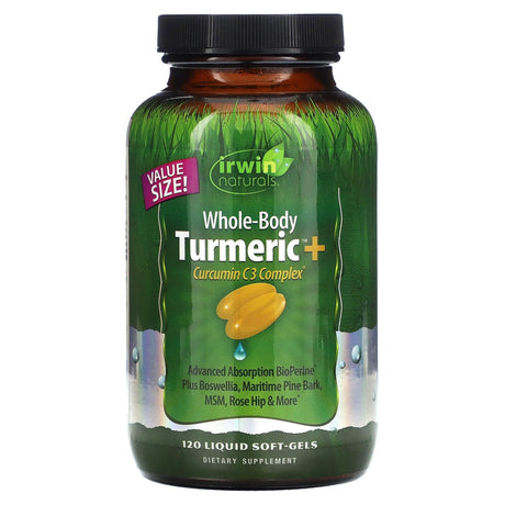 Irwin Naturals, Whole-Body Turmeric + Curcumin C3 Complex, 120 Liquid Soft-Gels - Supply Center USA