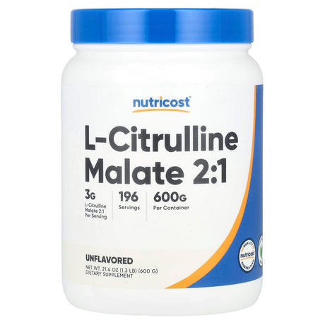 Nutricost, L-Citrulline Malate 2:1, Unflavored, 21.4 oz (600 g) - Supply Center USA