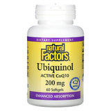 Natural Factors, Ubiquinol, Active CoQ10, 100 mg, 30 Softgels - Supply Center USA