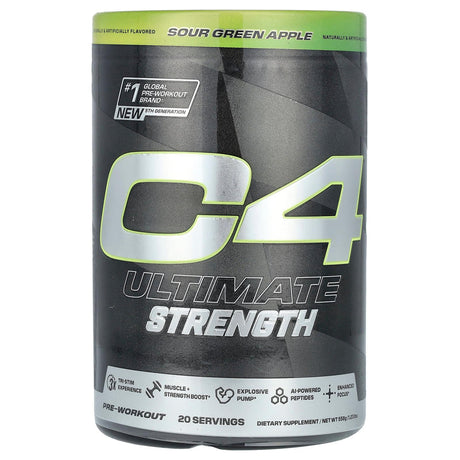 Cellucor, C4 Ultimate Strength, Pre-Workout, Sour Green Apple, 1.23 lbs (558 g) - Supply Center USA