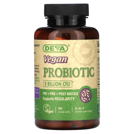 Deva, 3-in-1 Vegan Probiotic, 5 Billion CFU, 90 Vegan Caps - Supply Center USA