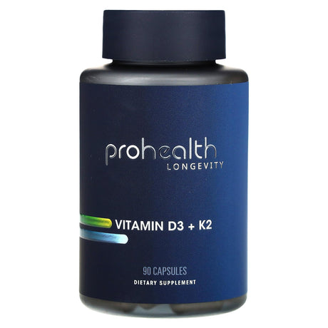 ProHealth Longevity, Vitamin D3 + K2, 90 Capsules - Supply Center USA