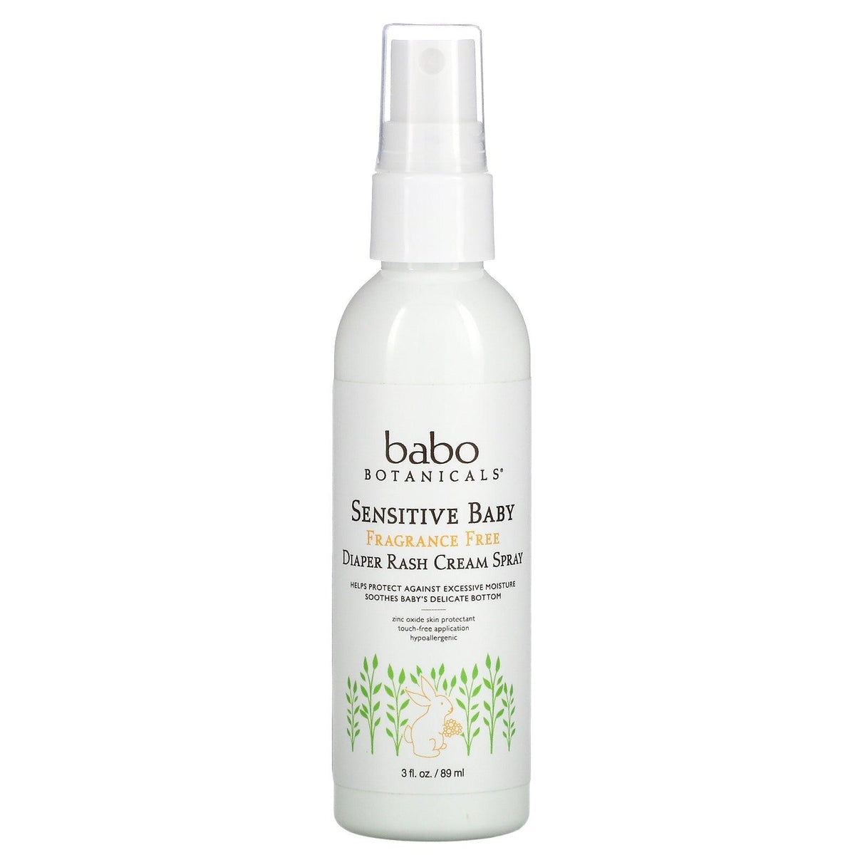 Babo Botanicals, Sensitive Baby, Diaper Rash Cream Spray, Fragrance Free, 3 fl oz (89 ml) - Supply Center USA