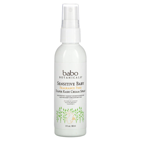 Babo Botanicals, Sensitive Baby, Diaper Rash Cream Spray, Fragrance Free, 3 fl oz (89 ml) - Supply Center USA