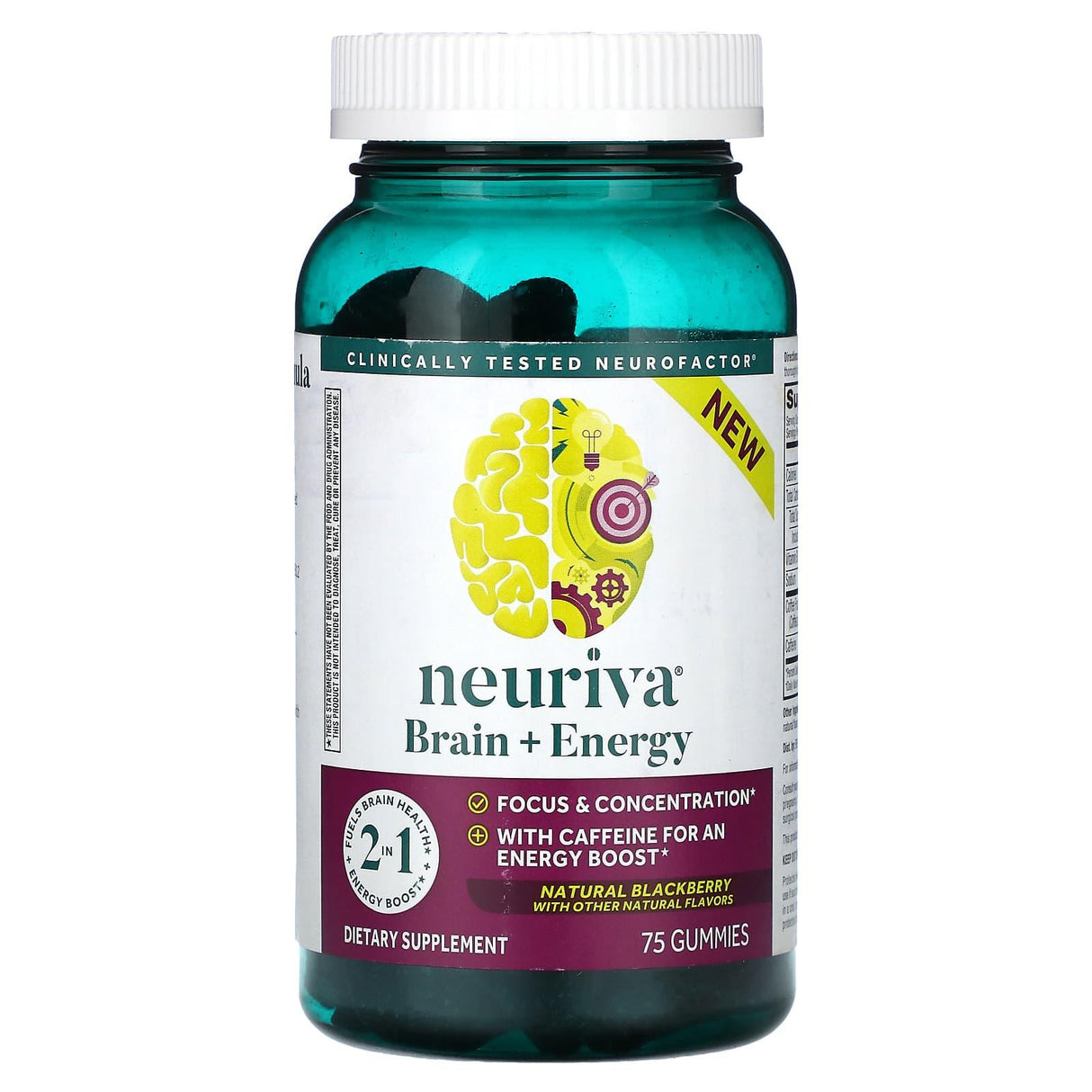 Schiff, Neuriva, Brain + Energy, Natural Blackberry, 75 Gummies - Supply Center USA