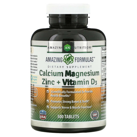 Amazing Nutrition, Calcium Magnesium Zinc + Vitamin D3, 300 Tablets - Supply Center USA