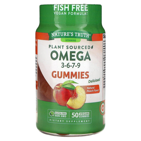 Nature's Truth, Plant Sourced Omega 3-6-7-9 Gummies, Peach, 50 Vegan Gummies - Supply Center USA