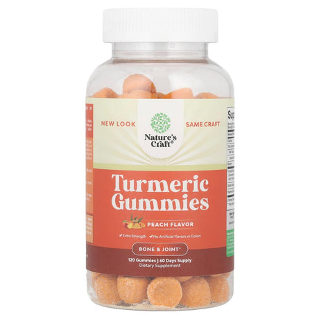 Nature's Craft, Turmeric Gummies, Peach, 120 Gummies - Supply Center USA