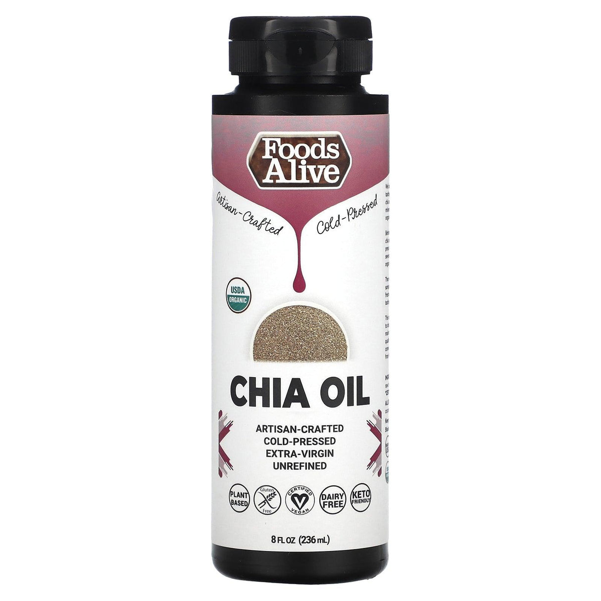 Foods Alive, Chia Oil, 8 fl oz (236 ml) - Supply Center USA