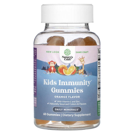 Nature's Craft, Kids Immunity Gummies, Orange, 60 Gummies - Supply Center USA