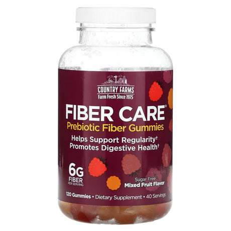 Country Farms, Fiber Care, Prebiotic Fiber Gummies, Mixed Fruit, 120 Gummies - Supply Center USA