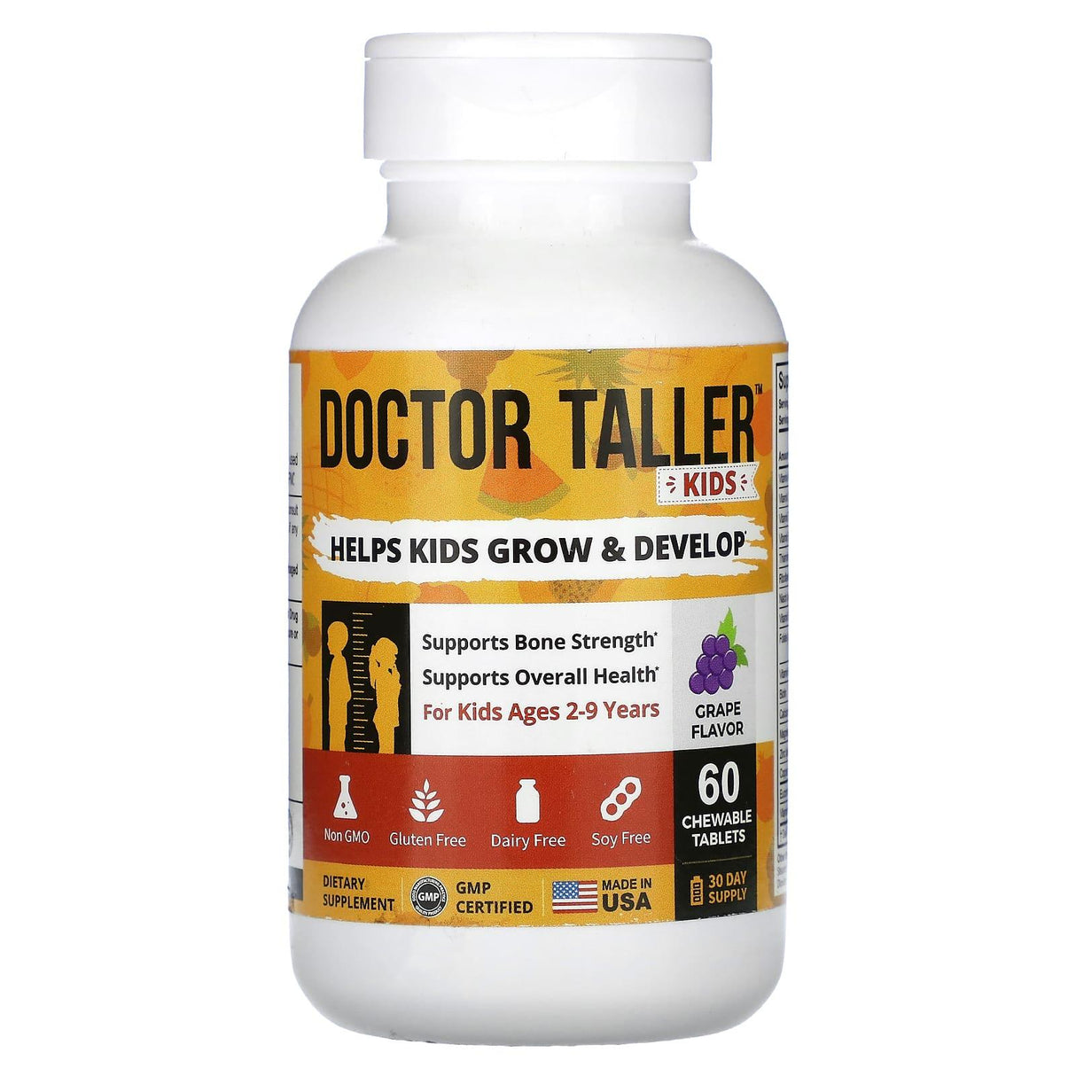 NuBest, Doctor Taller, Kids Ages 2-9 Years, Grape, 60 Chewable Tablets - Supply Center USA