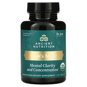 Dr. Axe / Ancient Nutrition, Lion's Mane, Mental Clarity And Concentration, 30 Tablets - Supply Center USA