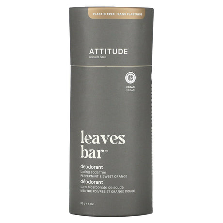 ATTITUDE, Leaves Bar Deodorant, Peppermint & Sweet Orange, 3 oz (85 g) - Supply Center USA