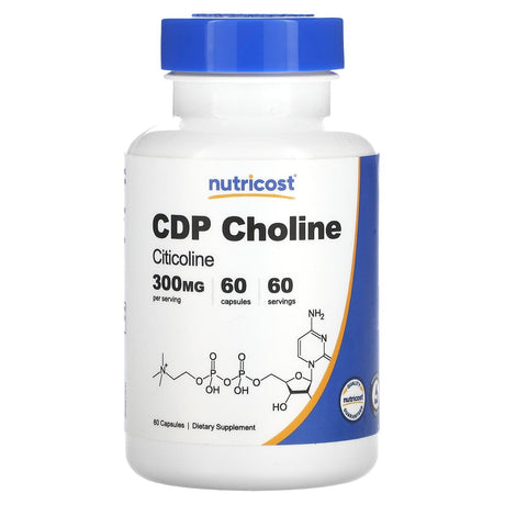 Nutricost, CDP Choline, Citicoline, 300 mg, 120 Capsules - Supply Center USA