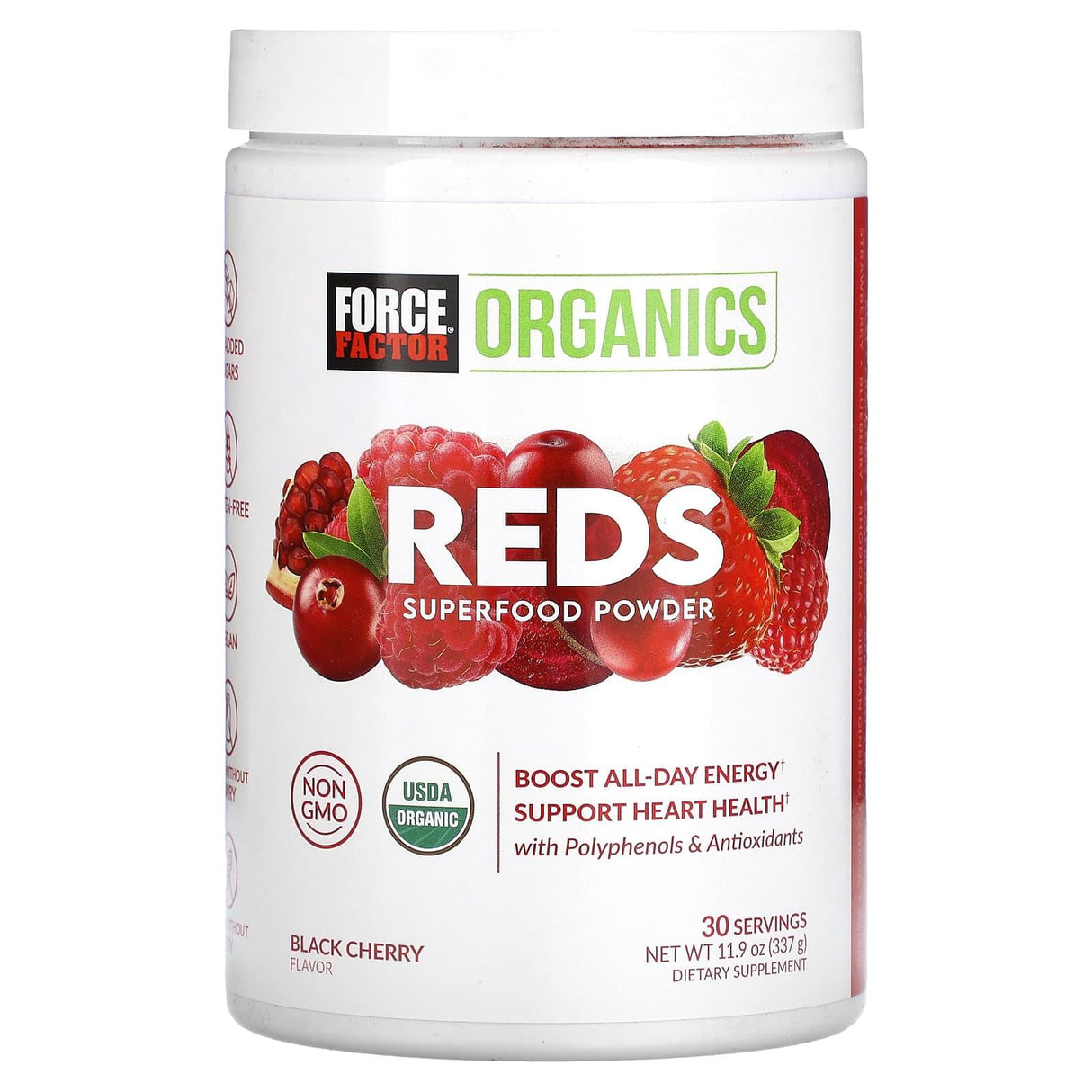 Force Factor, Organics, Reds, Superfood Powder, Black Cherry, 11.9 oz (337 g) - Supply Center USA