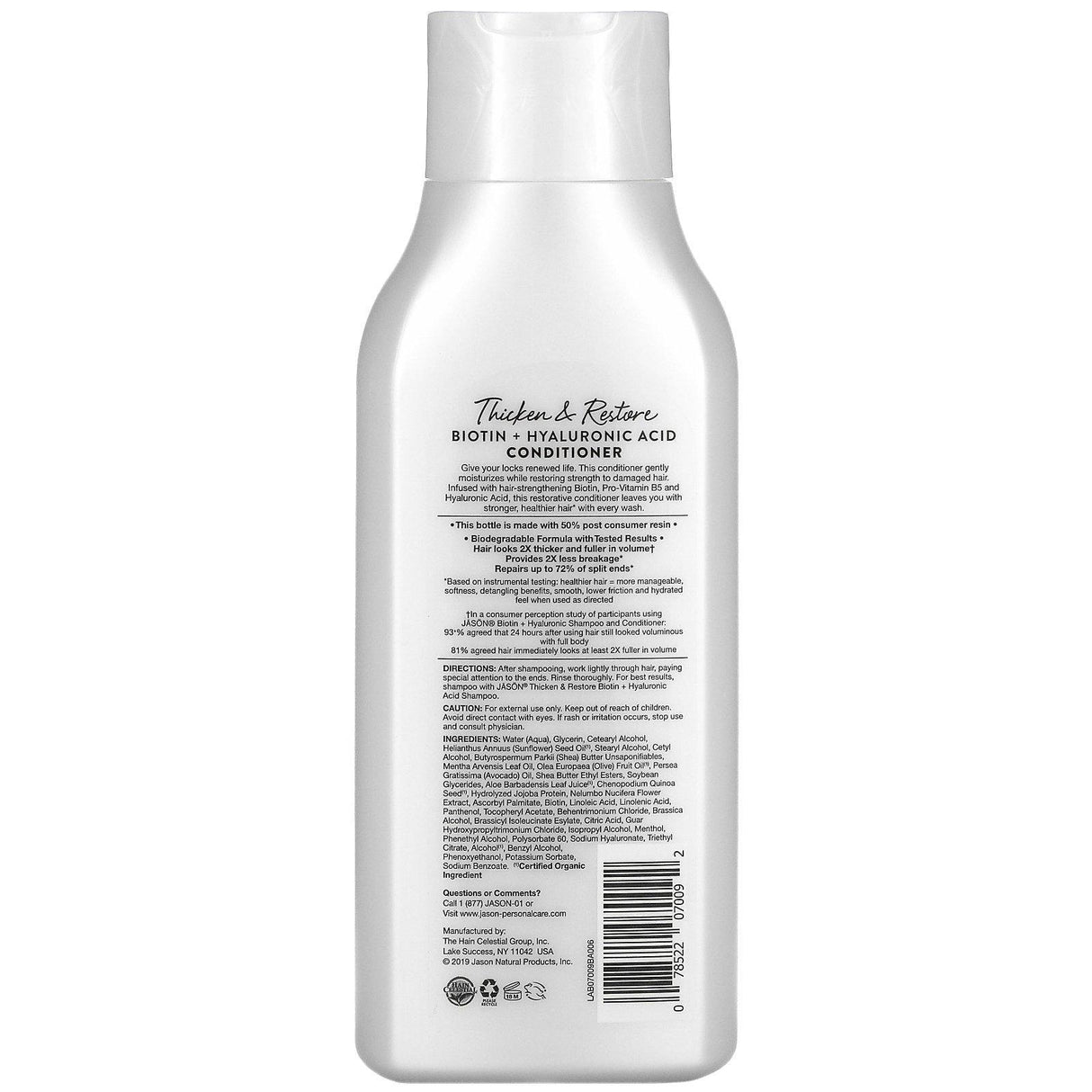 Jason Natural, Conditioner, Biotin + Hyaluronic Acid, 16 oz (473 ml) - Supply Center USA