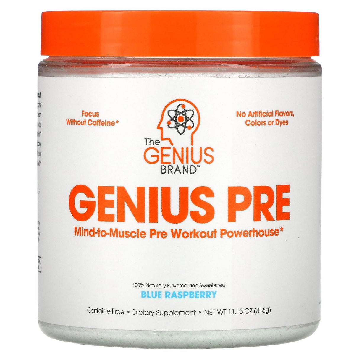 The Genius Brand, Genius Pre, Pre-Workout Powerhouse, Blue Raspberry, 11.15 oz (316 g) - Supply Center USA