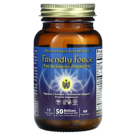 HealthForce Superfoods, Friendly Force, The Ultimate Probiotic, 60 Vegan Caps - Supply Center USA