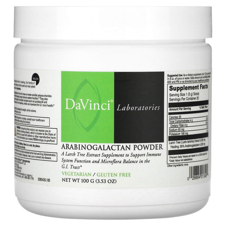 DaVinci Laboratories of Vermont, Arabinogalactan Powder, 3.53 oz (100 g) - Supply Center USA