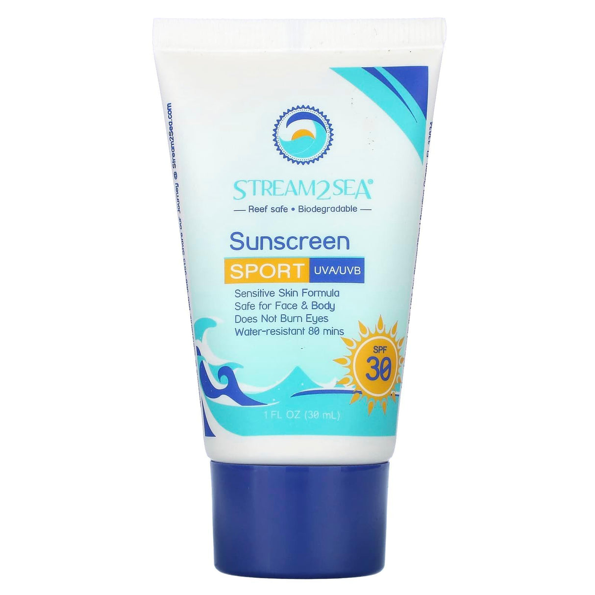 Stream2Sea, Sunscreen, Sport, SPF 30, 1 fl oz (30 ml) - Supply Center USA