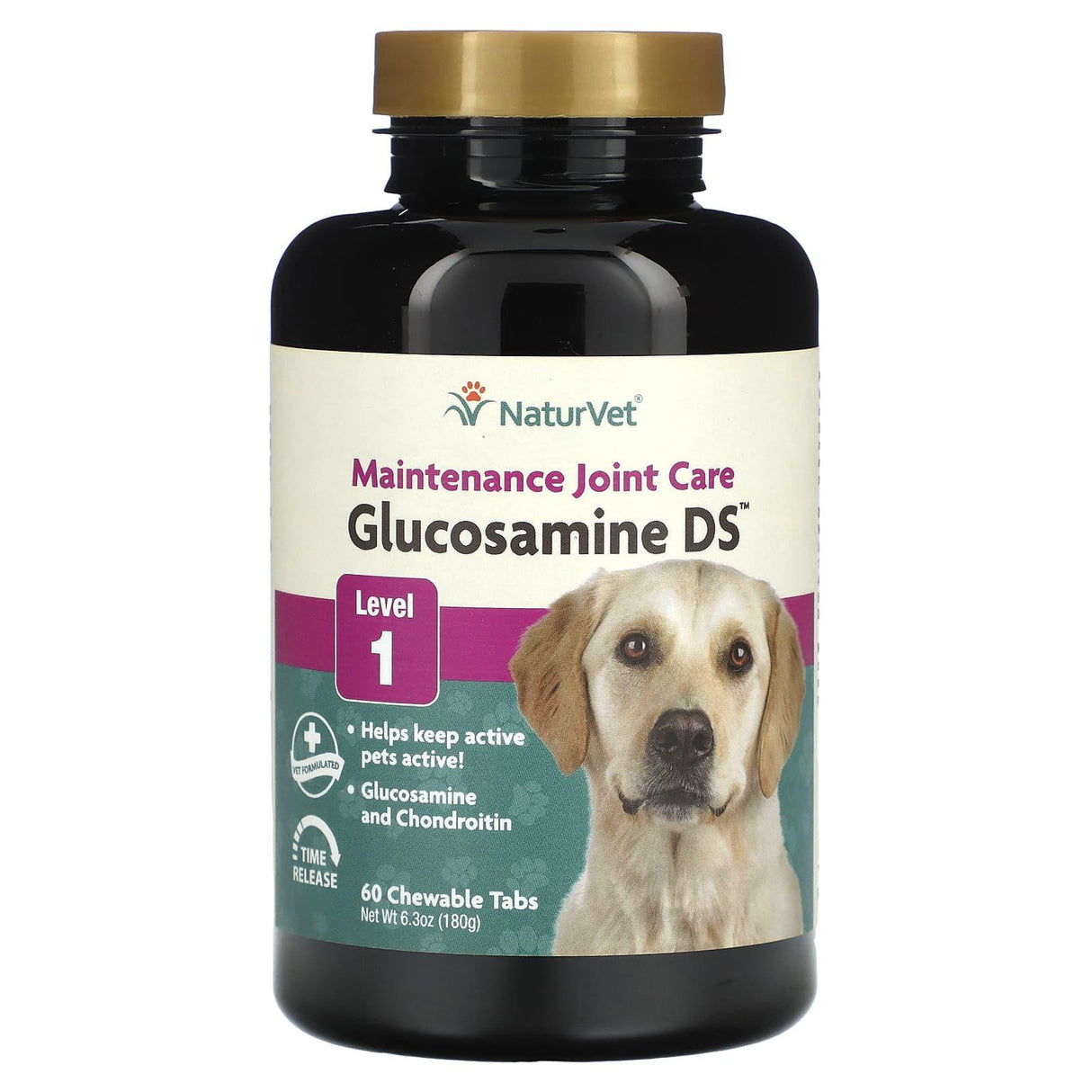 NaturVet, Glucosamine DS, Maintenance Joint Care, Level 1, 60 Chewable Tabs, 6.3 oz (180 g) - Supply Center USA