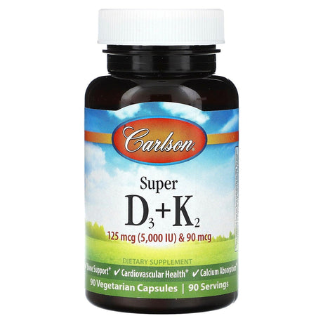 Carlson, Super D3 + K2, 45 Vegetarian Capsules - Supply Center USA