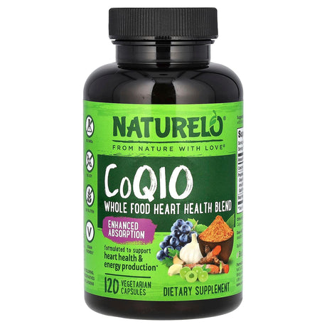 NATURELO, CoQ10, Whole Food Heart Health Blend, 120 Vegetarian Capsules - Supply Center USA