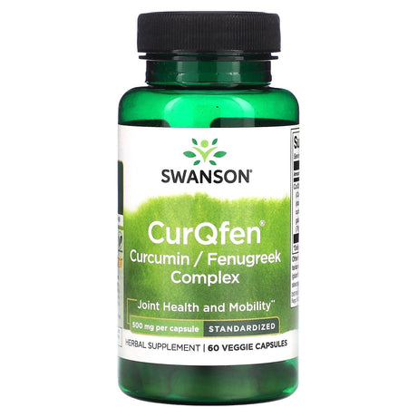 Swanson, CurQfen Curcumin/Fenugreek Complex, Standardized, 500 mg, 60 Veggie Capsules - Supply Center USA