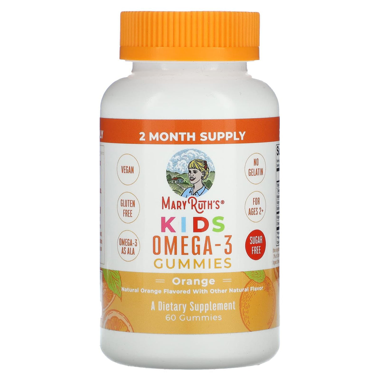 MaryRuth Organics, Kids Omega-3 Gummies, Ages 2+, Orange, 60 Gummies - Supply Center USA