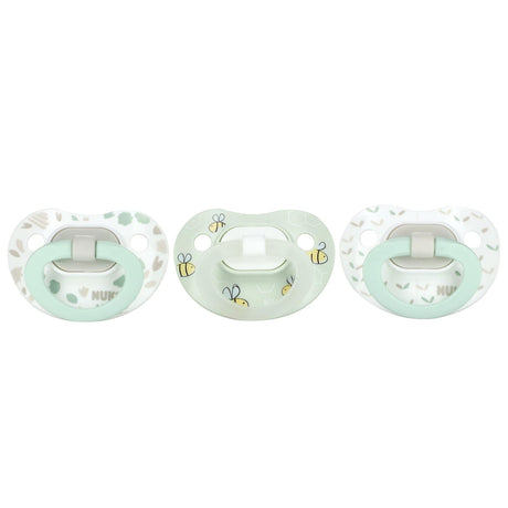 NUK, Glow in the Dark Orthodontic Pacifier, 0-6 Months, Green, 3 Value Pack - Supply Center USA