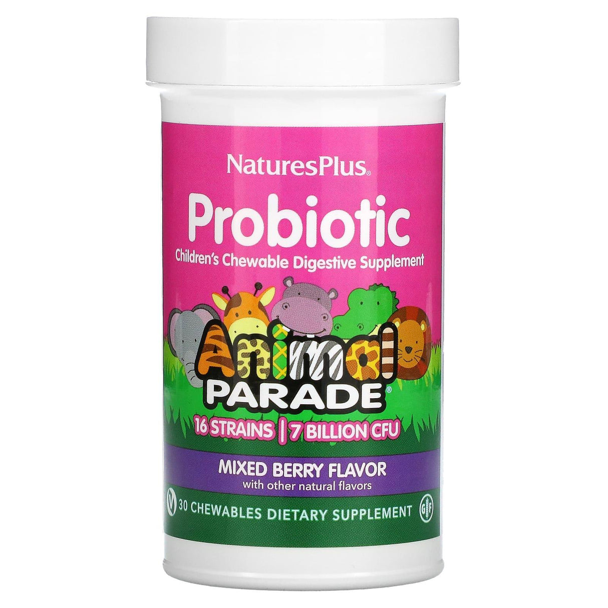 NaturesPlus, Probiotic, Children's Chewable Digestive Supplement, Mixed Berry, 30 Chewables - Supply Center USA