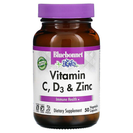 Bluebonnet Nutrition, Vitamin C, D3 & Zinc, 100 Vegetable Capsules - Supply Center USA