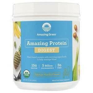 Amazing Grass, Amazing Protein, Digest, Tahitian Vanilla Flavor, 5 Billion CFU, 13.2 oz (375 g) - Supply Center USA