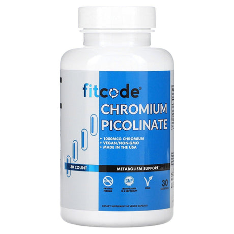 FITCODE, Chromium Picolinate, 1,000 mcg, 30 Veggie Capsules - Supply Center USA