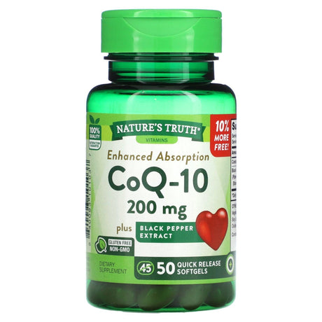 Nature's Truth, CoQ-10, Enhanced Absorption, 200 mg, 50 Quick Release Softgels - Supply Center USA