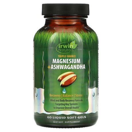 Irwin Naturals, Triple Source Magnesium + Ashwagandha, 60 Liquid Soft-Gels - Supply Center USA