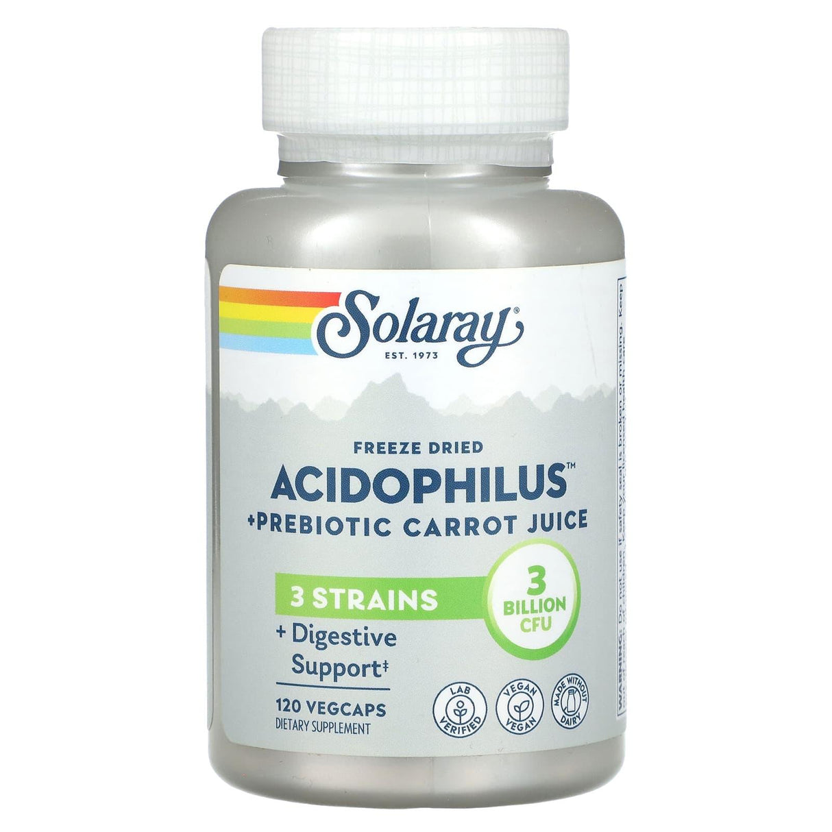 Solaray, Freeze Dried Acidophilus + Prebiotic Carrot Juice, 3 Billion CFU, 120 VegCaps - Supply Center USA