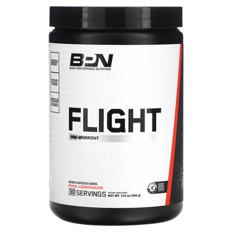 Bare Performance Nutrition, Flight Pre-Workout, Pink Lemonade, 13.8 oz (390 g) - Supply Center USA