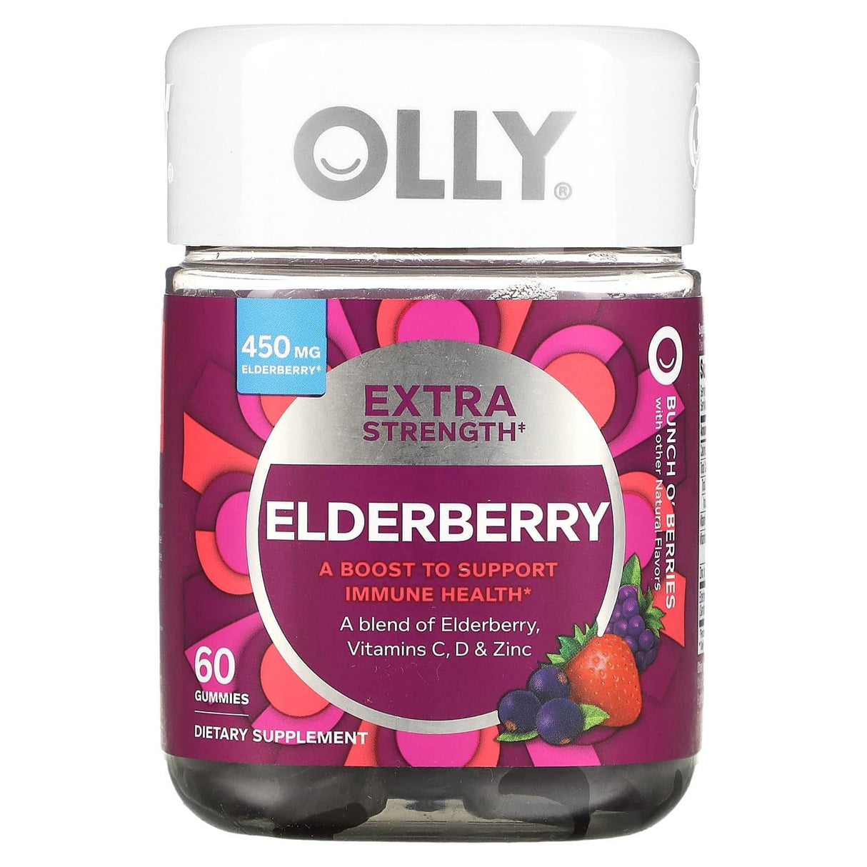 OLLY, Elderberry, Extra Strength, Bunch O' Berries, 225 mg, 60 Gummies - Supply Center USA